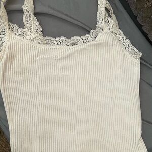 Lace Trim Ribbed Tank Top